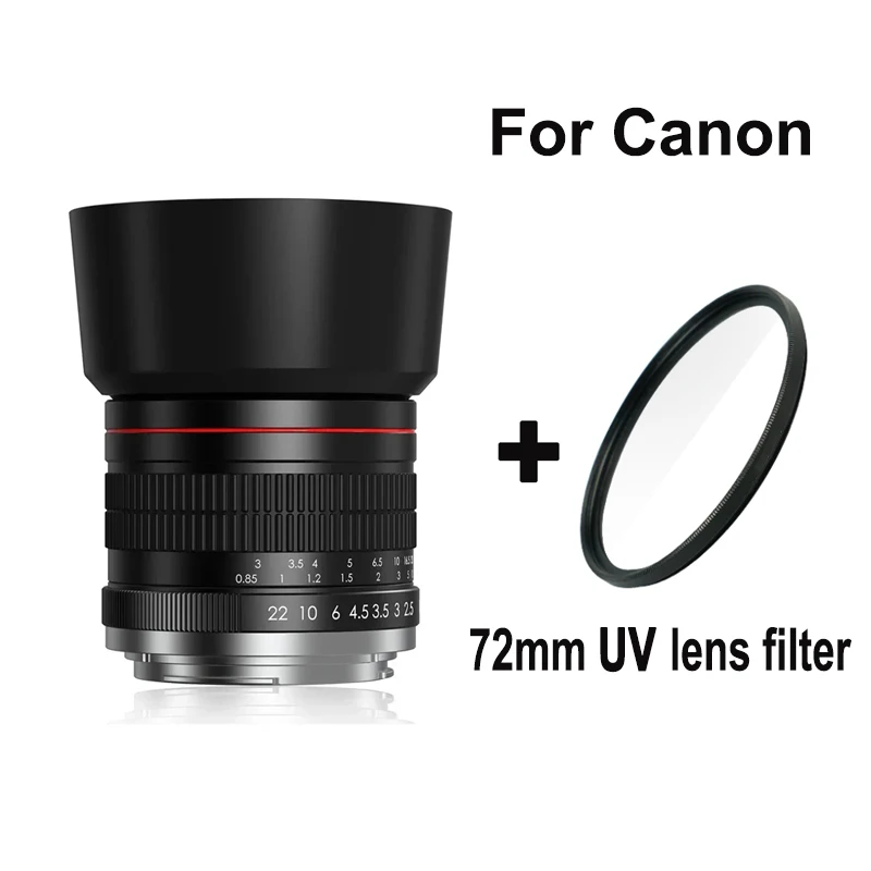 Lightdow 중간 망원 수동 초점 풀 프레임 인물 렌즈, 캐논 EOS Rebel T8i T7i T7 T6 T3i T2i 2000D 850D 용, 85mm F1.8