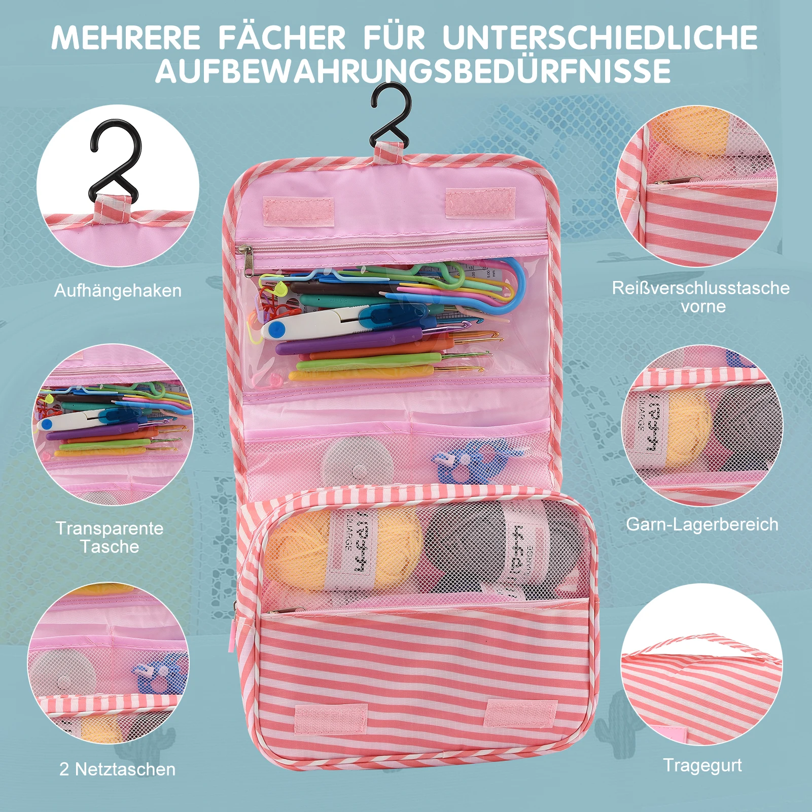 1 Set DIY-Häkelset für Anfänger, mit Wolle, Tasche, Häkelzubehör, Strickset, praktisches Häkelnadel-Set (optional) – Detail 8