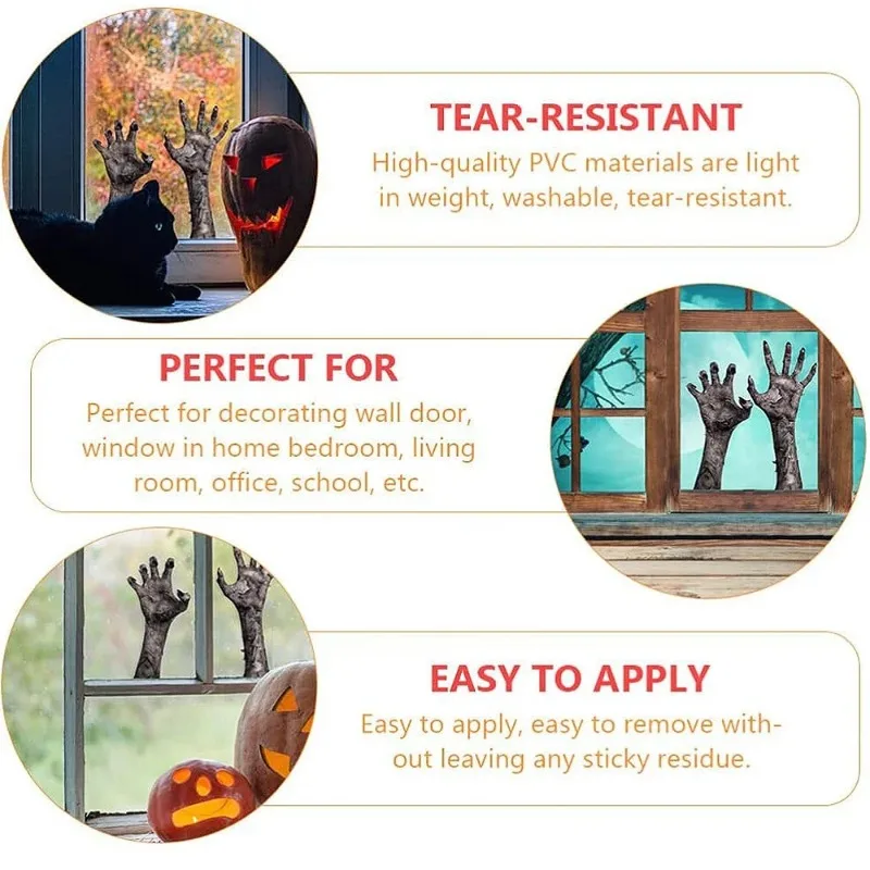 Halloween Decoration Devil Hand Wall Sticker Ghost Hand Window Sticker Halloween Party Home Bar Decorations Prank Prop Supplies
