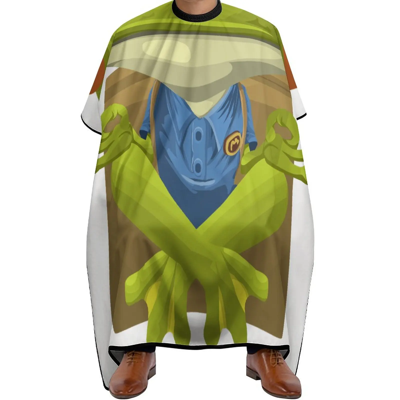 

Плащ парикмахерский мужской с принтом лягушки, профессиональная накидка для стрижки волос с защелками, водонепроницаемая, для укладки