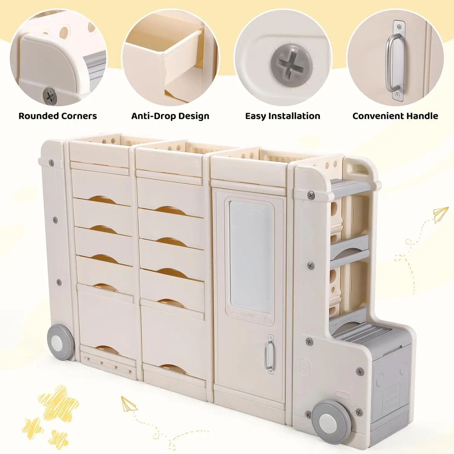 Toy Organizers and Storage Bins, Multi-Layer Storage Cabinet Organizer, Kids Multipurpose Bookshelf and Toy Box Large