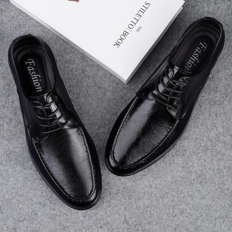 Casual Leather Shoes Men Breathable Male Dress Footwear Brogue Oxford Shoes for Men Soft Business Evening Dress