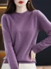 Spring Autumn Knitwear 100% Merino Wool Women' Sweater Long Sleeved O-neck Solid Color Pullover Soft Base Sweater Casual Tops 1