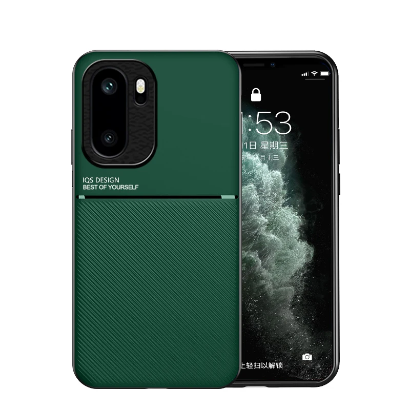 Shockproof Magnetic Leather Silicone Phone Case with Car Holder Function