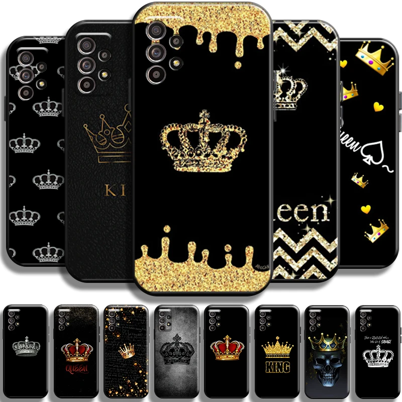 

Fashion Crown Queen King For Samsung Galaxy A11 A12 A21 A21S A22 A30 A31 A32 A50 A51 A52 A70 A71 A72 5G Phone Case Shell Soft