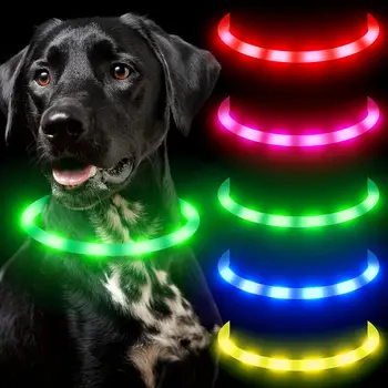 LED USB 반려견 목걸이, 야간 개 목걸이, 빛나는 충전식 LED 야간 안전 깜박이는 발광