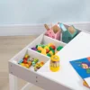 Kids Table and Chair Set with Building Blocks Desktop, Storage Spaces, Grey 6