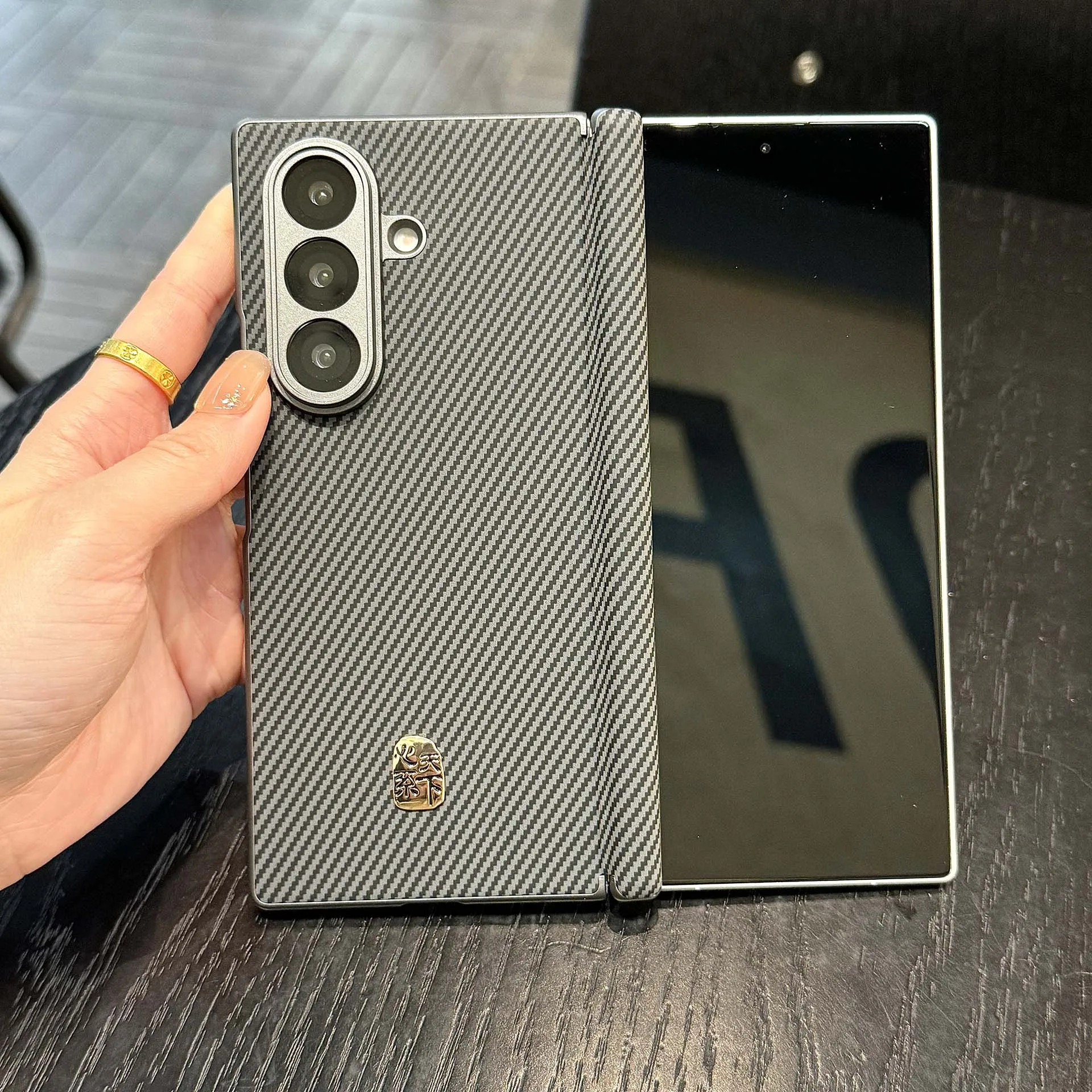 Luxury Carbon Fiber PU Leather Protective Back Cover Case