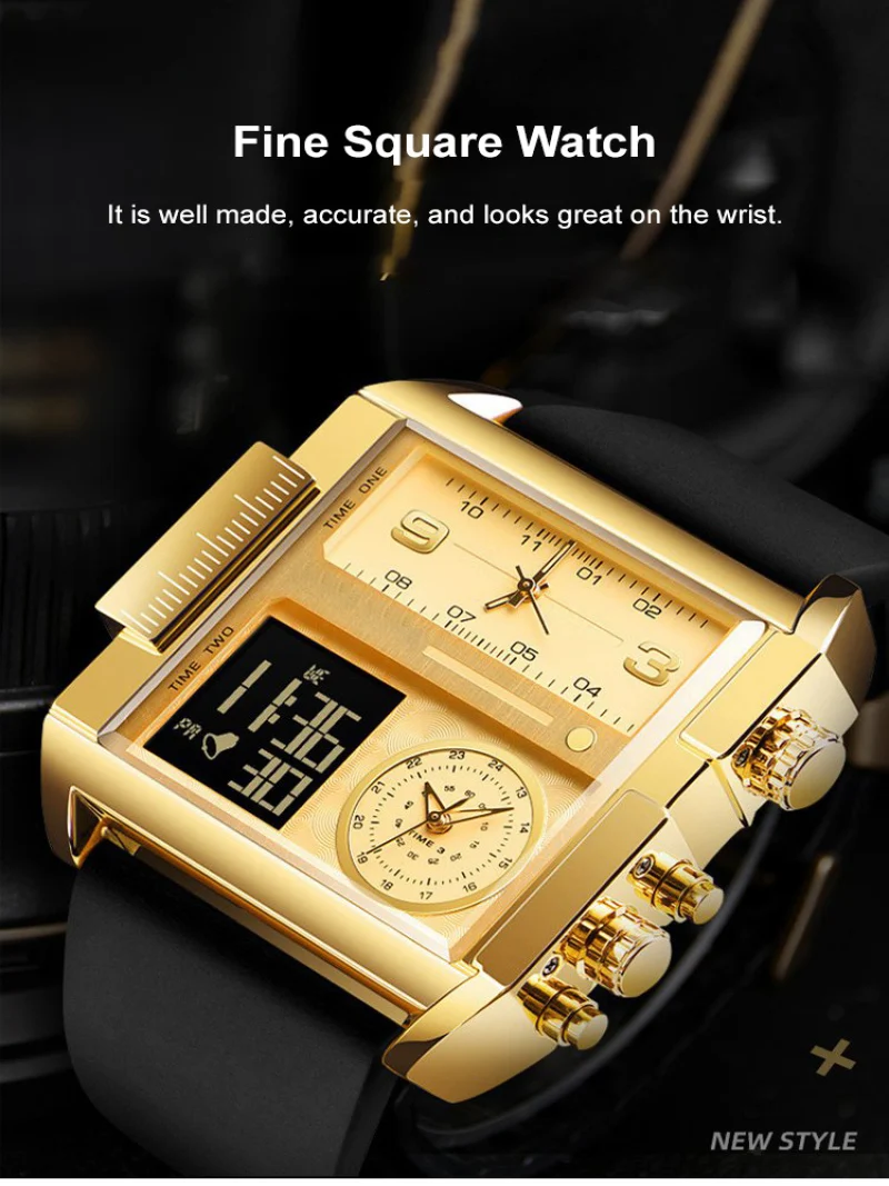 men's watch oversized dial multifunctional sports quartz men's watch