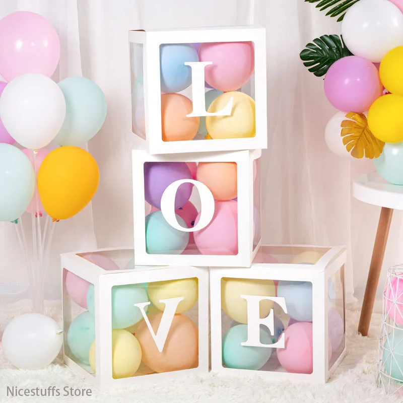 Caja de letras a-z de 30x30cm, globo relleno personalizado, cajas de letras  transparentes, decoración de boda, cumpleaños, baby shower, niños -  AliExpress