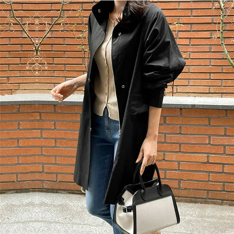 Korean Style Single-Breasted Tailored Work Side Slit Cotton Jacket For Women Autumn Petite Casual Large Size