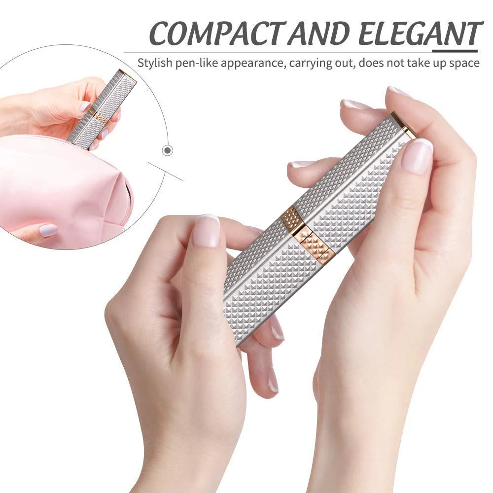 Eyebrow razor and hair shaver 1pc Rechargeable 2-in-1 Eyebrow Razor and Hair Shaver with LED Light Painlessly Remove Peach Fuzz Facial Hair Eyebrows Lips