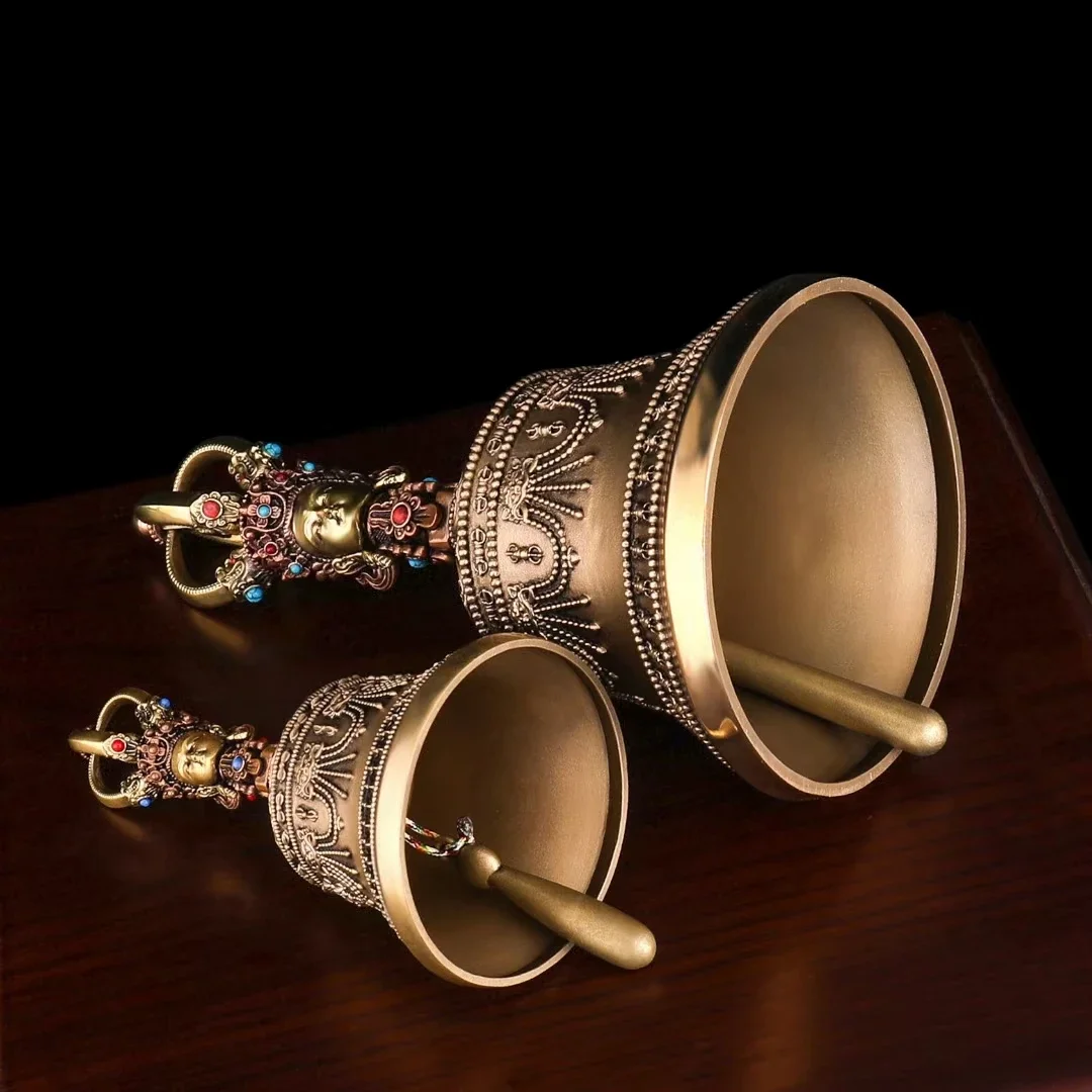 Nepalese craftsmanship Tibetan pure copper three-color five-stranded diamond bell pestle Vajra pestle exquisite workmanship, cle 5