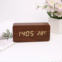 Digital Alarm Clock, Wooden LED Display, 3 Alarm Settings with Temperature Display, Bedroom, Office, Travel Desk Decoration 2