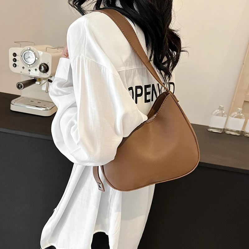 Winter Minimalist Trend With Lock Texture Large Capacity Women's Underarm Shoulder Bag PU Leather Hobo Crossbody Bag