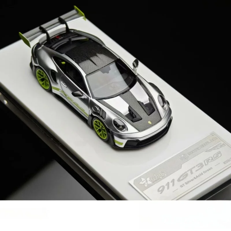 Fuelme 1:64 992 GT3 RS GT Silver Green wheel resin miniature model