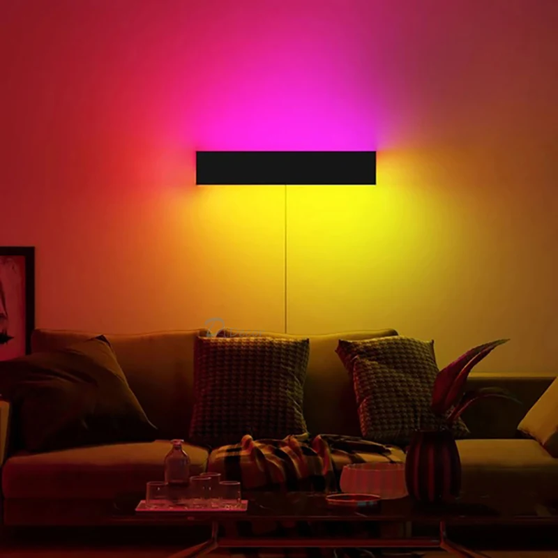 Nordic Black White Remote Rgb Led Wall Lamp For Living Room ...