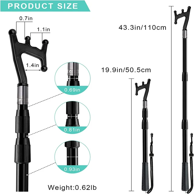 Accessoire Nautique Pliable Crochet De Quai Télescopique Pour Bateau - Acier Inox - Amarrage Automatique Facile Gaffe Bateau