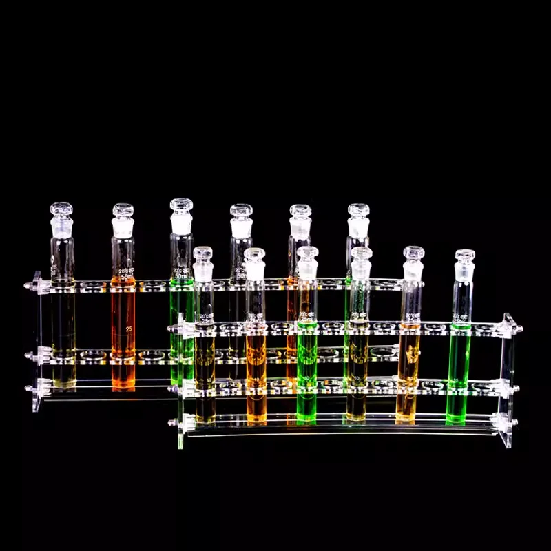 실험실 유기 유리 비색 튜브 랙, 유리 비색 튜브 6 개, 100ml