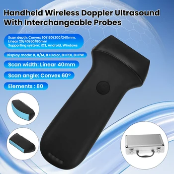 Scanner Ecografico Wireless Intercambiabile con 2 Sonde Sostituibili: Lineare e Convessa, Doppler a Colori