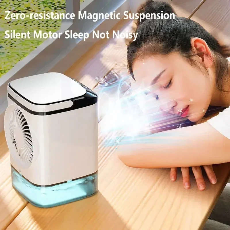 Air Conditioner Portable Fan Desktop Dual Spray Ultrasonic Atomization 3-Speed Mute Air Cooler Night Light Electric Fan for Home 6 Air Conditioner Portable Fan Desktop Dual Spray Ultrasonic Atomization 3-Speed Mute Air Cooler Night Light Electric Fan for Home 6