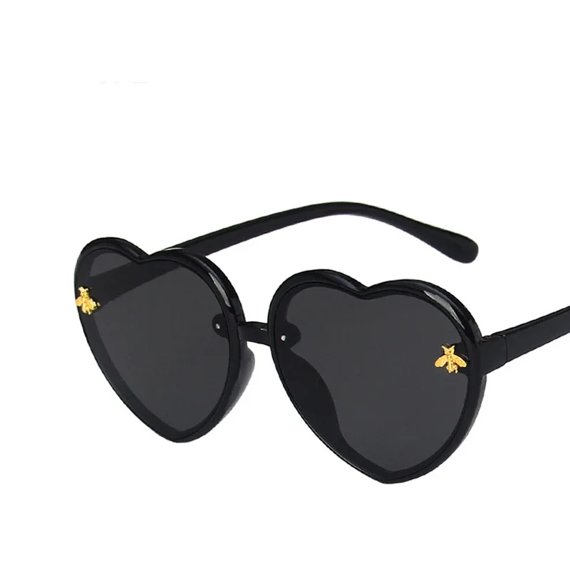 Cute Cartoon Bee Sunglasses Children Love Heart Shaped Frame Gradient Sun Glasses Girls Fashion Drive Outdoor Eyewear UV400