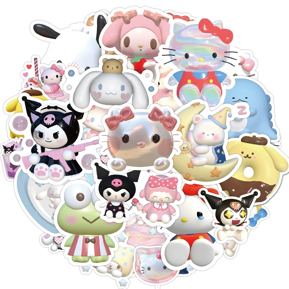 50/100pcs Cartoon Sanrio Stickers Kuromi My Melody For Kid DIY Scrapbooking