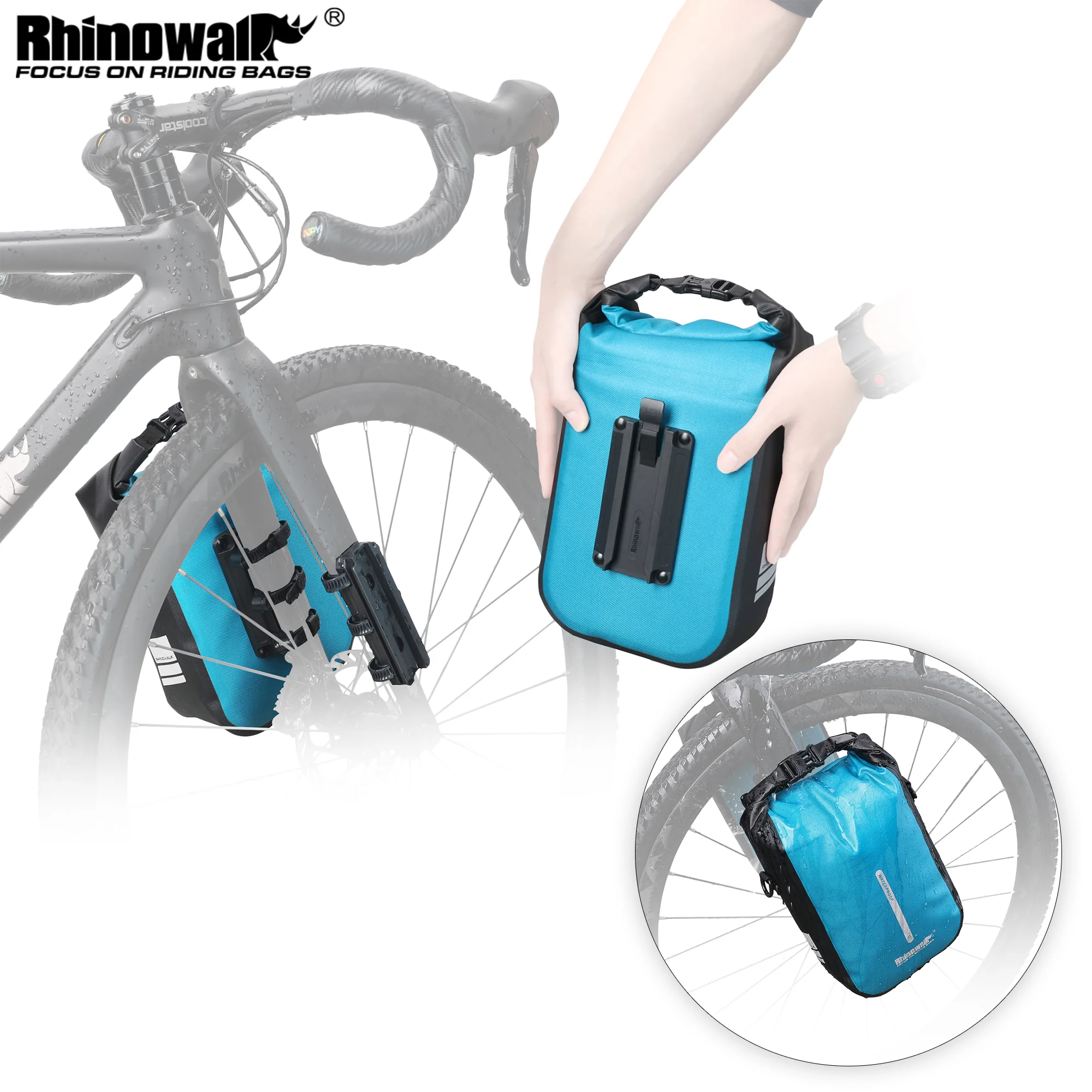 RhinowalkBikeQuickReleaseForkBagWaterproofLargeCapacityCycling