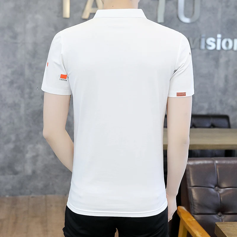 2024 Spring and Summer New Men's Lapel Short-sleeved Cotton T-shirt Casual and Comfortable Men's Short-sleeved Plain T-shirt