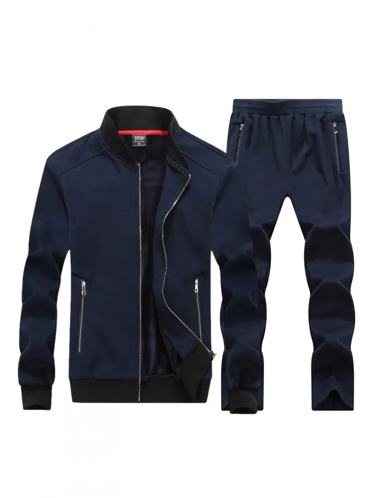 Spring Autumn Mens Two Piece Set Outdoor Running Set Stand Collar Sweatshirt Sport Suit Man Jogging Fitness Tracksuit 7XL 8XL
