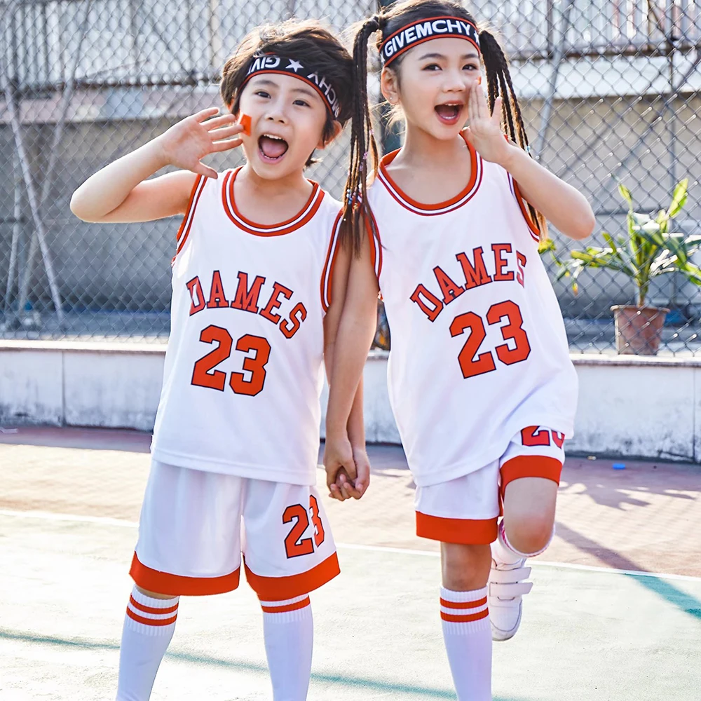Children Basketball Jersey Suit Boy Girl Summer Sleeveless Vest & Shorts Quick-dry School Class Basketball Uniform Outfit basketball jerseys