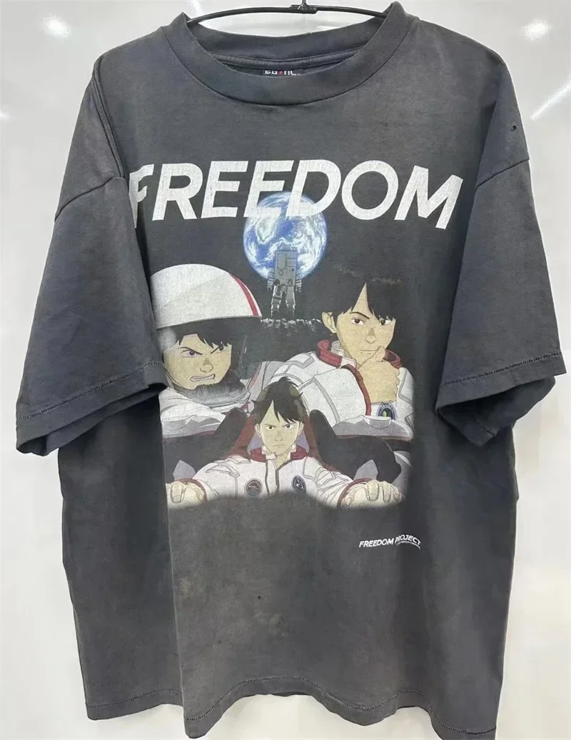 

Футболка оверсайз 2024ss с изображением святого Майкла, футболки в стиле кэжуал из чистого хлопка с мультяшным принтом, 1:1, лучшее качество