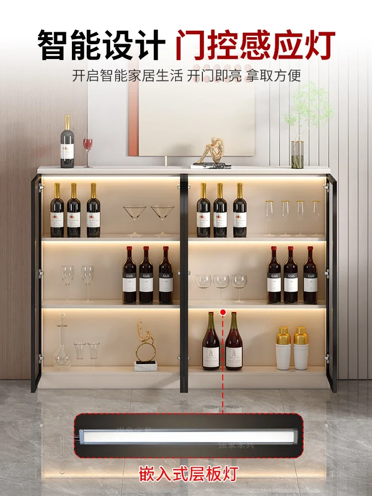 Modern minimalist wine cabinet living room against the wall glass door thin slate display storage wine cabinet