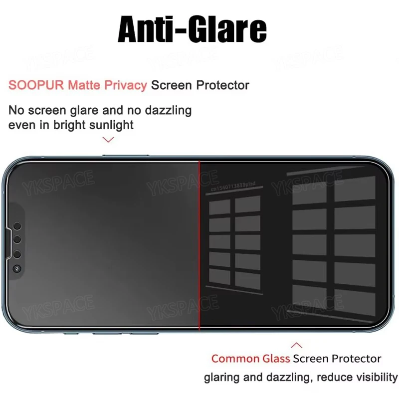 2 Stück matt mattiert 360 ° Privacy Anti Spy gehärtetes Glas für iPhone 17 Air 16 15 14 Plus 13 12 11 Pro XS MAX XR Displayschutzfolie – Detail 17