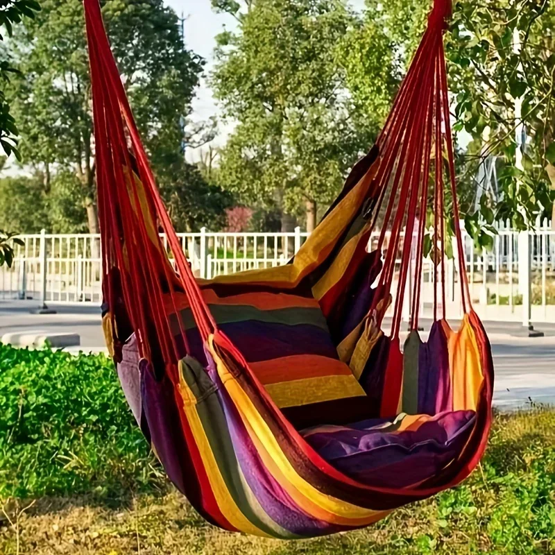 Outdoor Swing Hammock Chair Canvas Leisure Chair No Pillow Or Cushion Dormitory Hammock Swing Rocking Chair With Storage Bag Outdoor Hammock Swing Hammock Swing Chair