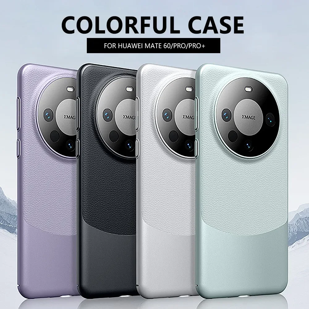 Genuine Leather Phone Case for Huawei Mate 60 Pro Plus Mate60 Luxury 100% Cowhide Skin Panda Armor Cover Splicing Color Fundas