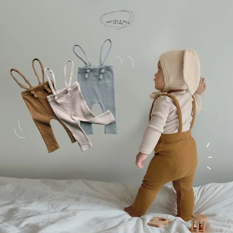 

Infant Kids Suspender Pantyhose Spring Autumn Cotton Breathable Baby Girls Boys Solid Color High Waist Bandage Leggings Overalls