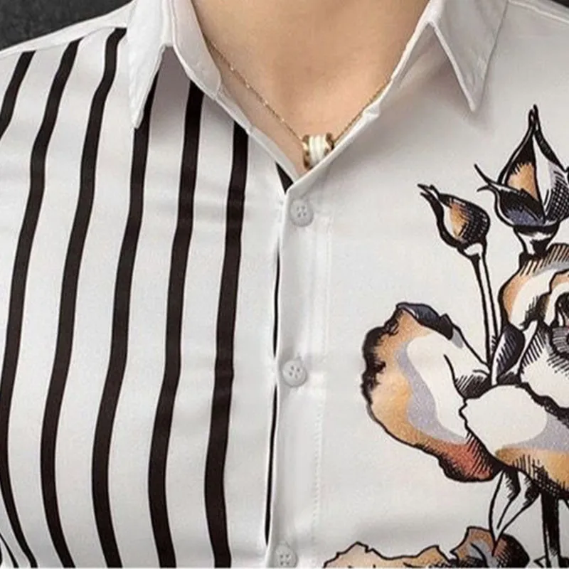 KPOP Fashion Style Harajuku Slim Fit Shirt Casual All Match Tops Korean Style Pointed Collar Button Printed Long Sleeve Blusa