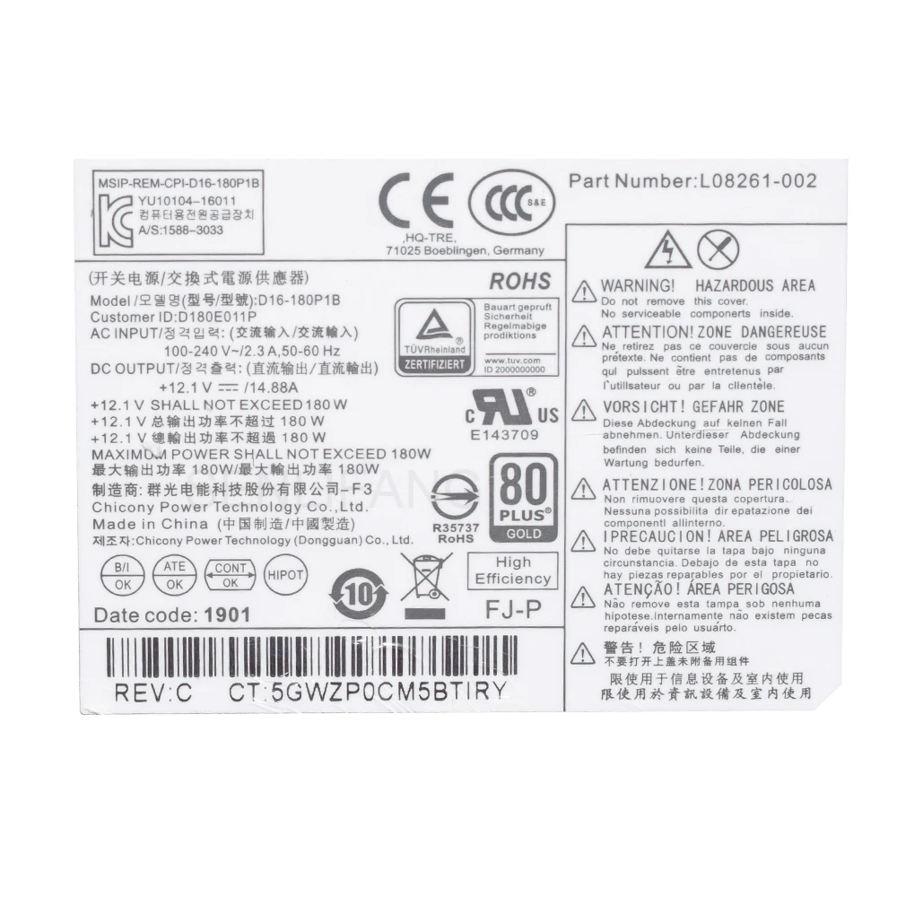 para HP 280 390 285Pro 480 G3 G4 89 4Pin PSU 180W