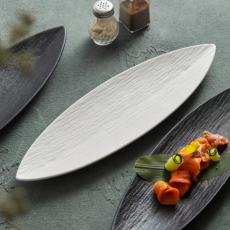 Leaf-Shaped Ceramic Plate Home Use and Commercial Use Pastry Dessert Plate Light Luxury High-Grade