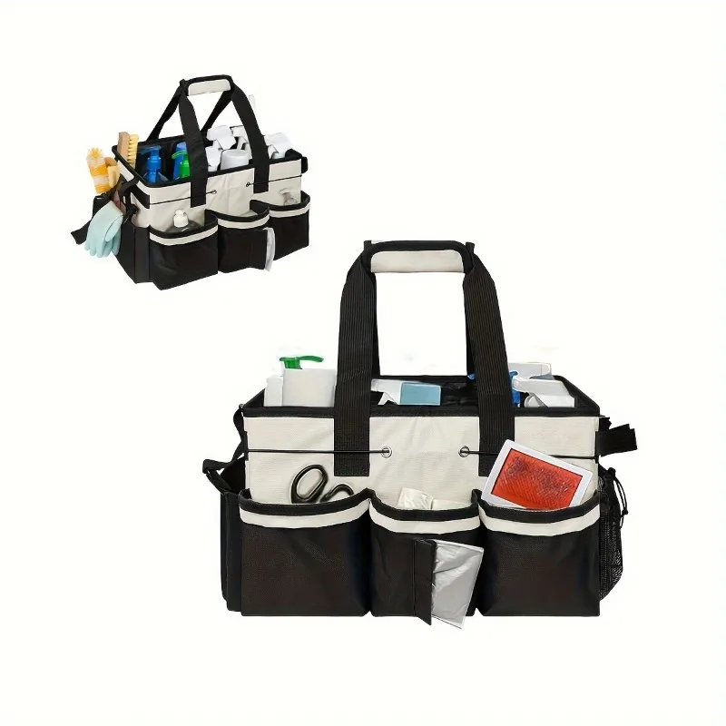1pcs Multipurpose Cleaning Tool Organizer Bag Portable Crossbody Design Durable Oxford Fabric Storage Pouch for Home Car Travel 6