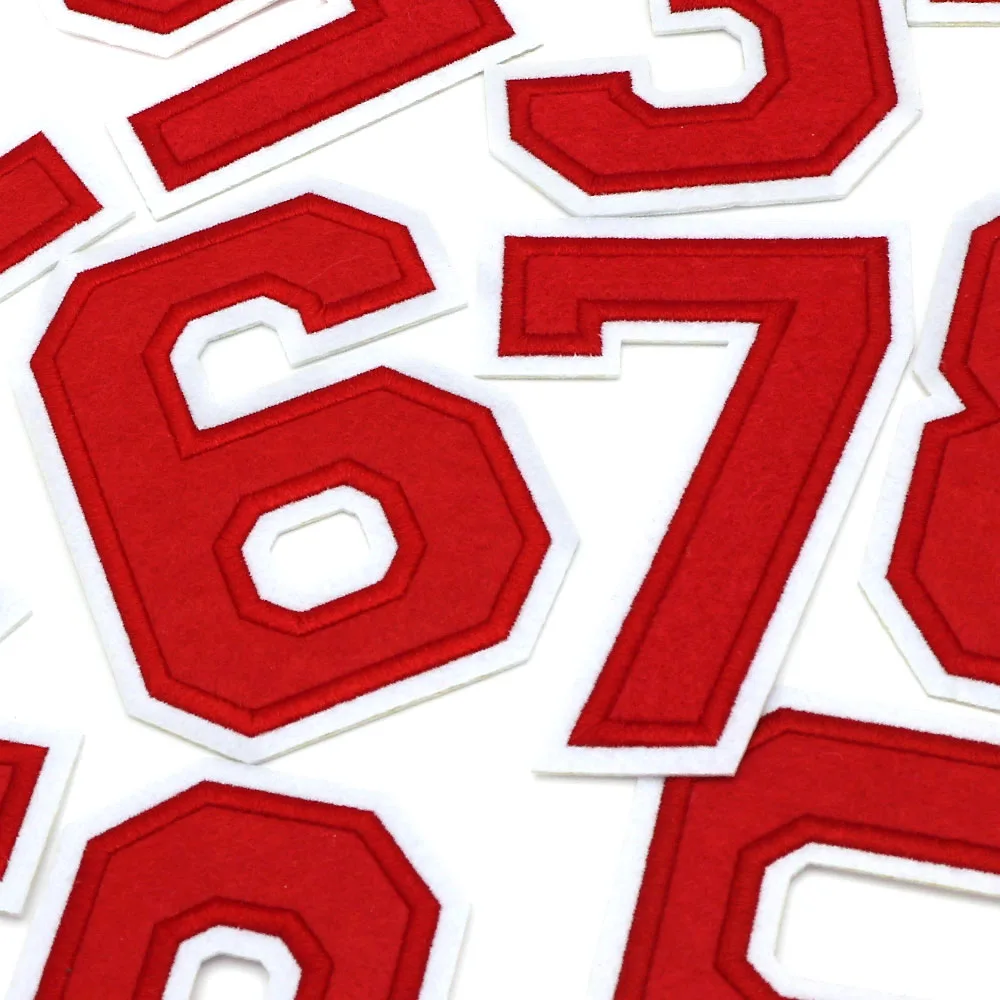 Big Red Number Patch 0-9 Embroidered Patches For Clothes Hat Digital Iron On Patch Applique 1Pc DIY Bags Garment Accessories tactical insignia patch self adhesive patches
