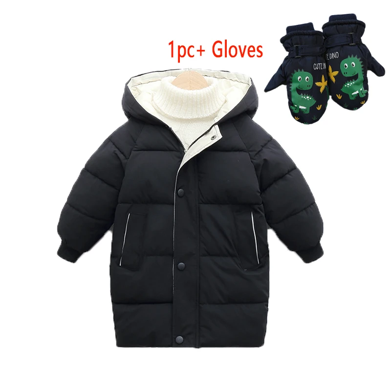 Children Winter Warm Outerwear Hood Windproof Down Jackets Boys Girls Thicken Coats Parkas Teens Cotton Clothing Padded Jackets