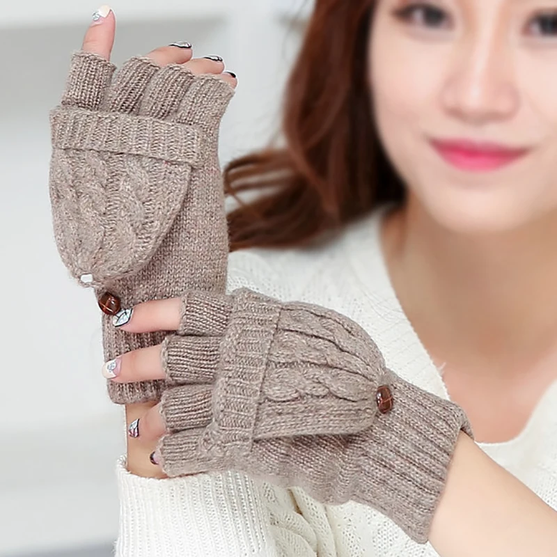 Fingerless Gloves Unisex Wool Knitted Winter Warm Finger Free Touchscreen Men Women Exposed Finger Mittens