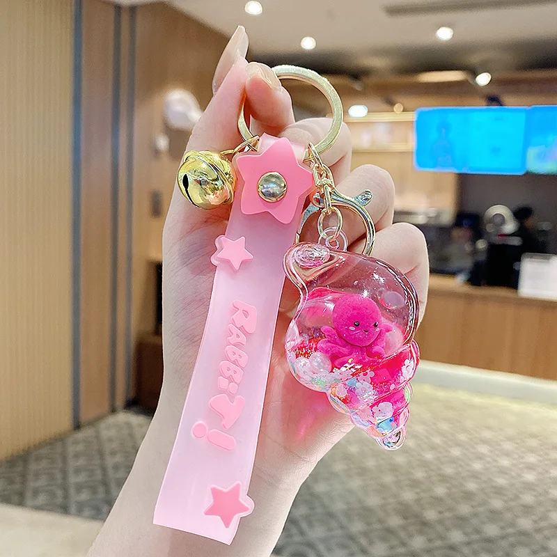 מחזיק מפתחות בצורת צדף יצירתי לתיק עם תליון קטן, קישוט צמח הים הצף, עיצוב של חלזונות ים, אביזר מתנה