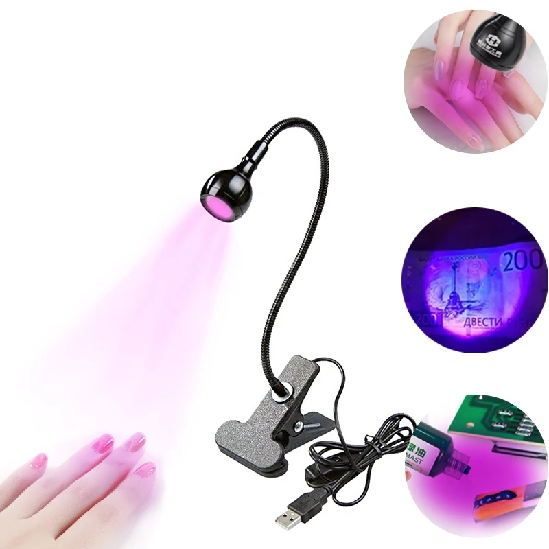 Description Picture 3 of itemUSB Ultraviolet Table Lamp LED Clip Desk UV Lights Mini Gel Curing Light Nail Dryer for Diy Nail Art for Cash Medical Detector