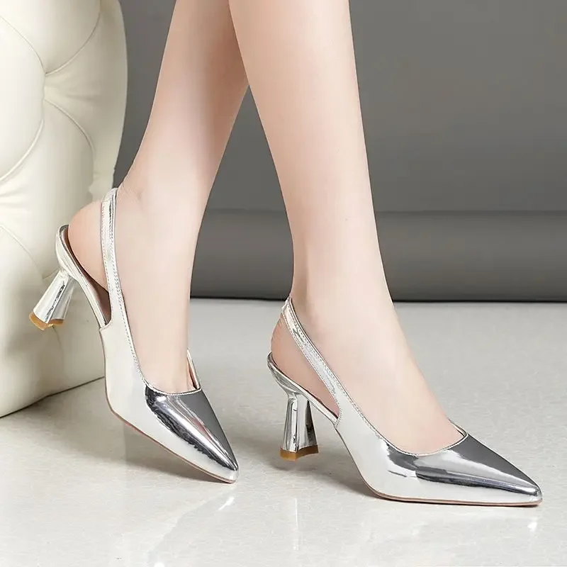 Shimmering Crystal Ladies Silver Dress Shoes For Women 2021 Fashion Pumps  With Thick Heels, Rhinestone Embellishments, And Silver Sequin Pointed Toe  Perfect For Weddings And Parties From Sunlightt, $31.67 | DHgate.Com