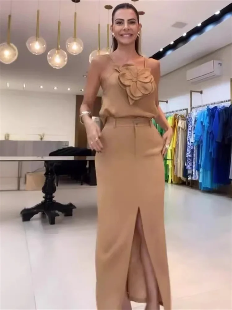 Wmstar Two Piece Set Women Summer Office Lady New Style Slip Bow Skirts Set Sexy Long Matching Suit Wholesale Shipping 2024