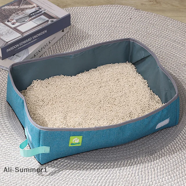 【E】Folding Cat Litter Box Portable Waterproof Oxford Cloth Cat Litter Box Cat Toilet Cleaning Basin Supplies Pet Toilet 6