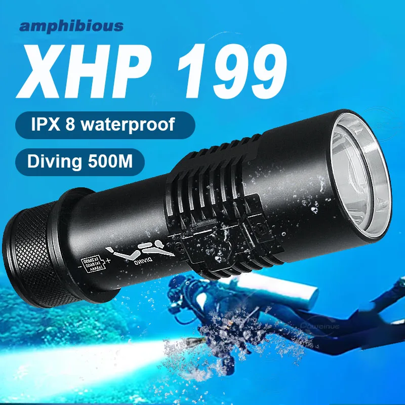 12000LM XHP199 LED Diving Flashlight Underwater Scuba Diving Torch